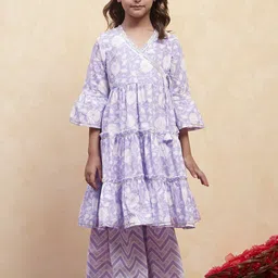 Biba Girls Floral Printed Cotton Kurta with Sharara-image-80