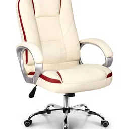 Oakcraft Brown & White High Back Leatherette Adjustable Seat Height Office Chair-image-22