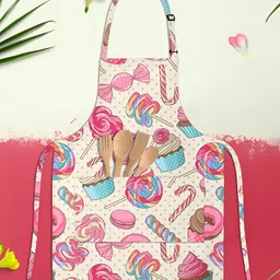 ArtzFolio Kids Off White & Pink Printed Cotton Aprons-24
