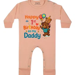 Arvesa Happy First Birthday As My Daddy Printed Bodysuit-image-45