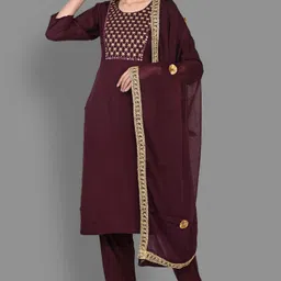 Moda Rapido Floral Yoke Design Mirror Work Straight Kurta With Trousers And Dupatta-picture-5