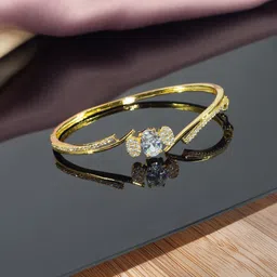 PRIVIU Women Brass American Diamond Gold-Plated Bangle-Style Bracelet-12