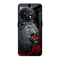 QRIOH Lion Graphic Printed Sleek & Lightweight Silicone OnePlus 11 5G Glass Back Case-image-75