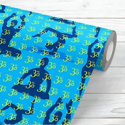 ArtzFolio Turquoise Blue & Navy Blue Printed UV Resistant Wallpaper-image-13
