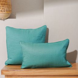 India Circus by Krsnaa Mehta Teal Striped Square Cushion Covers-40