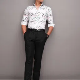 HIGHLANDER Men Cutaway Collar Abstract Printed Slim Fit Casual Shirt-image-63