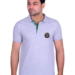 LA MILANO Men Polo Collar Applique Slim Fit T-shirt-image-98