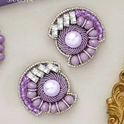 EVERSTYLISH Sanjoya Pearl, Beads & Stone Embroidered Earrings-picture-5