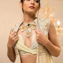 Foram Patel Embroidered Blouse & Sharara With Jacket Co-ords image 2