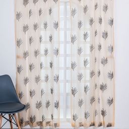 Parda Online Peach-Coloured & Grey Set of 2 Ethnic Motifs Sheer Long Door Curtain-5