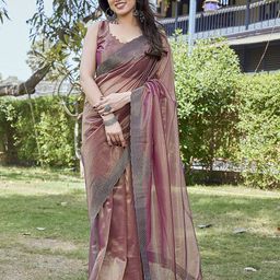 Lookmark Embellished Beads and Stones Tissue Saree-picture-33
