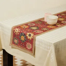 Fabindia Zahara Red & Yellow Printed Cotton Rectangular Table Runner-picture-48