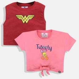 YK X Minute Mirth Girls Pack Of 2 Printed Crop Tops-image-80