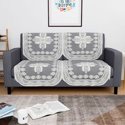 Kuber Industries White 4 Pieces Embroidered Cotton 2 Seater Sofa Covers-image-67
