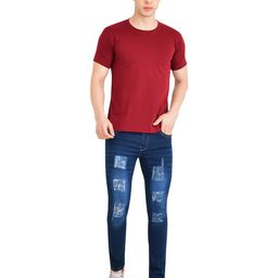 Comfits Men Classic Regular Fit Mildly Distressed Clean Look Stretchable Jeans-image-41