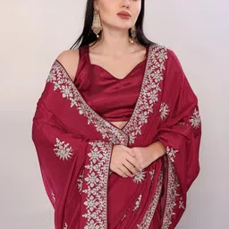 HERE&NOW Embellished Embroidered Designer Saree-31