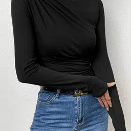 Outzidr Women Long Sleeves Solid Top-image-80