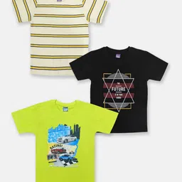 Here&Now X Game Begins Boys Graphic Assorted Printed Set of 3 T-shirts-image-95