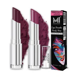 MI FASHION Set Of 2 Creamy Matte Lipstick - 3.5 g Each - Maroon Glaze & Wine Burgundy-17