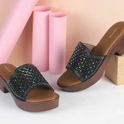 Mochi Embellished Suede Platform Peep Toes-18