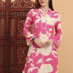 Anouk Rustic Floral Printed V-Neck Long Bell Sleeves Straight Kurta-image-51