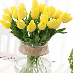 Chitra Artworks Yellow 5 Pieces Tulip Artificial Flower-19