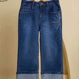Purple United Kids Girls Wide Leg Light Fade Jeans-image-34