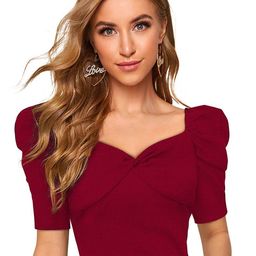 Fashion Care Sweetheart Neck Puff Sleeve Top-picture-20