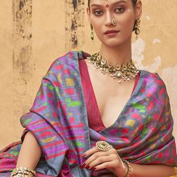 Anouk Silk Blend Block Print Saree-51
