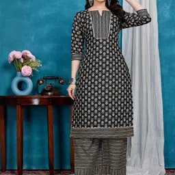 ZELZIS Women Ethnic Motifs Printed Regular Pure Cotton Kurta with Palazzos-picture-24