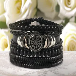 UNIVERSITY TRENDZ Men Leather Wraparound Bracelet-18