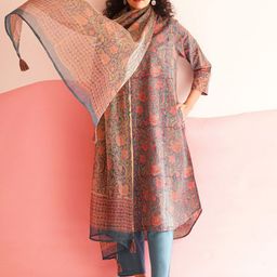 JAYPORE Floral Printed Kota Cotton Dupatta-image-26