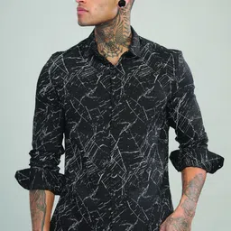 Blu MNKY Men Smart Slim Fit Printed Casual Shirt-image-40