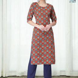 HERE&NOW Women Ethnic Motifs Printed Regular Kurta with Trousers-picture-16