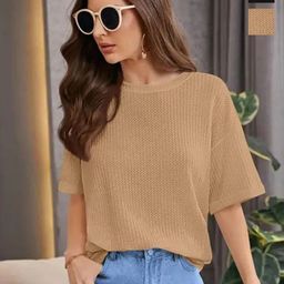 SRISARAS Women 2 Drop-Shoulder Sleeves Pockets T-shirt-picture-6