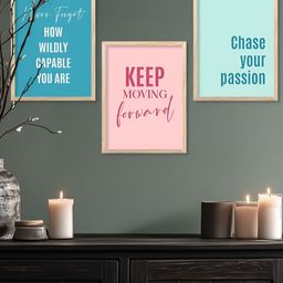 Kotart Blue & Pink 3 Pieces Wooden Motivational Wall Arts-picture-45