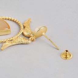 Anouk Gold-Plated Artificial Stones Studded Circular Shaped Drop Earrings image 4