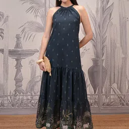 Vishudh Women Printed Halter Neck Maxi Dress-picture-24