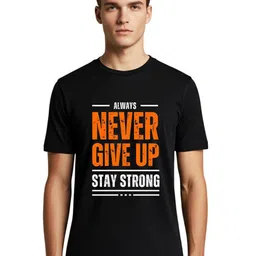 PULP Unisex Never Give Up Stay Strong Typography Printed Round Neck Pure Cotton T-Shirt-image-73