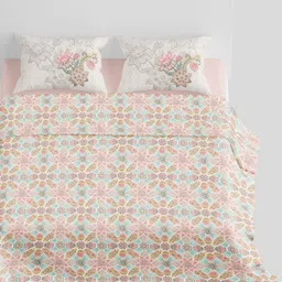 Synergized Cotton Pink & Blue Geometric Cotton 220 TC Super King Bedsheet Set-2.74mx2.74m-image-95