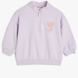Koton Girls Mock Collar Long Sleeves Half Zipper Sweatshirt-picture-27