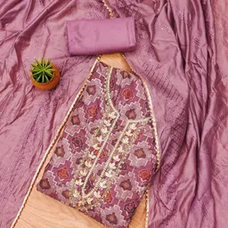 SHADOW & SAINING Ethnic Motifs Printed Sequinned Organza Unstitched Dress Material-picture-1