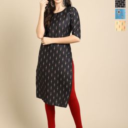 Anouk Rustic Women Pack of 4 Floral Printed Ikat Festive Straight Kurtas-55