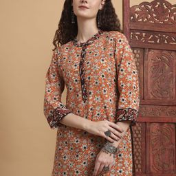 SUFIZA LIFESTYLE Women Floral Printed Pure Cotton Straight Kurti-image-17