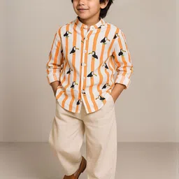 TALES & STORIES Boys Orange Printed Casual Shirt-picture-3