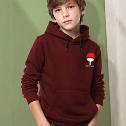 LONDON STREETS Kids Maroon Printed Hooded Sweatshirt-image-54