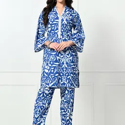 Laado - Pamper Yourself Women Floral Printed Regular Pure Cotton Kurta with Trousers-image-90