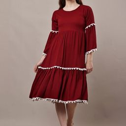 BAESD Women Pom-Pom Tiered Empire Dress-picture-33