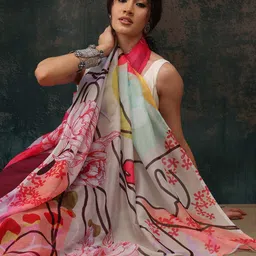 KALINI Abstract Printed Chanderi Saree-8