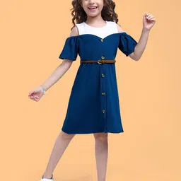 Hola Bonita Girls Cold Shoulder A-Line Dress-image-77